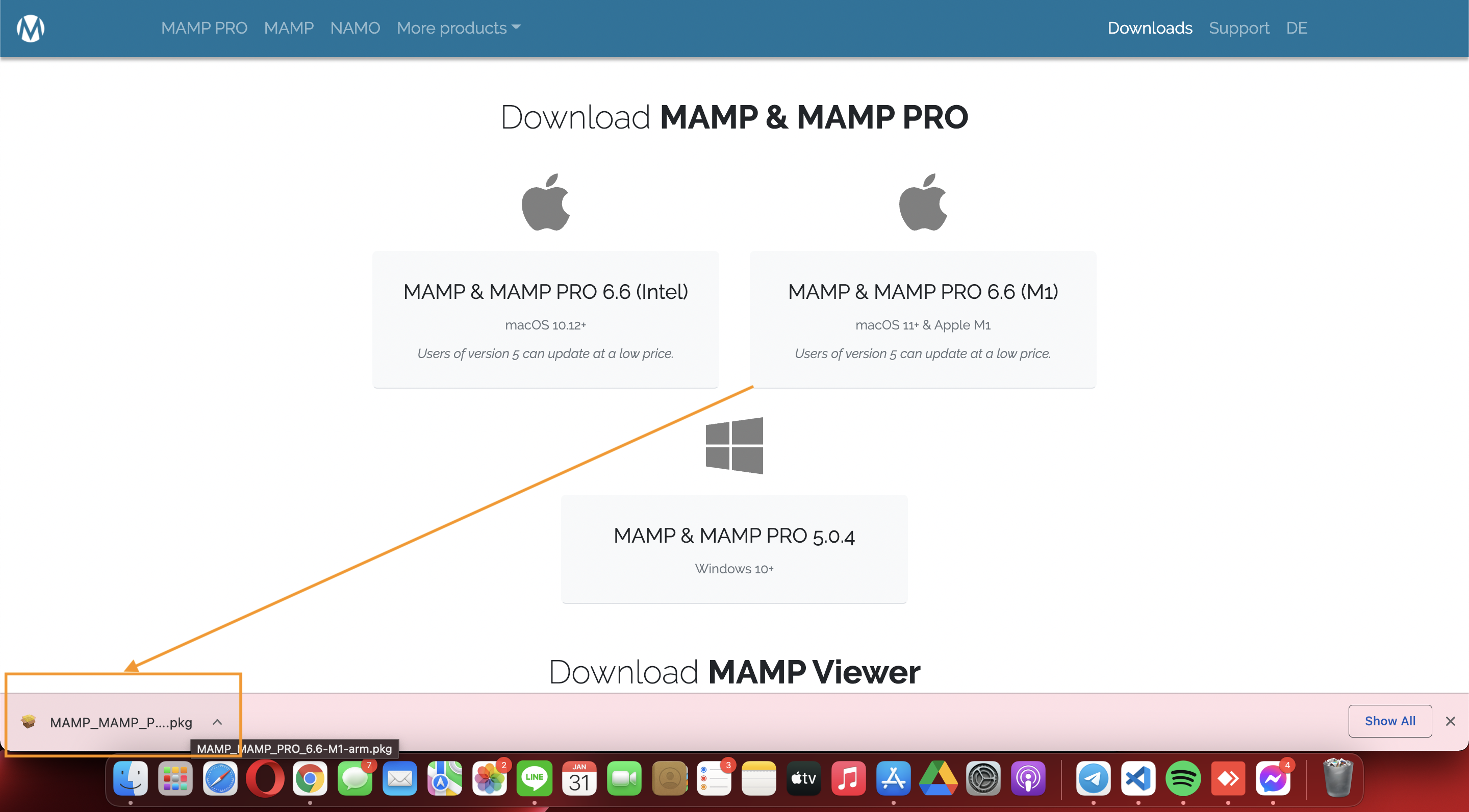 dowmload mamp server mac m1